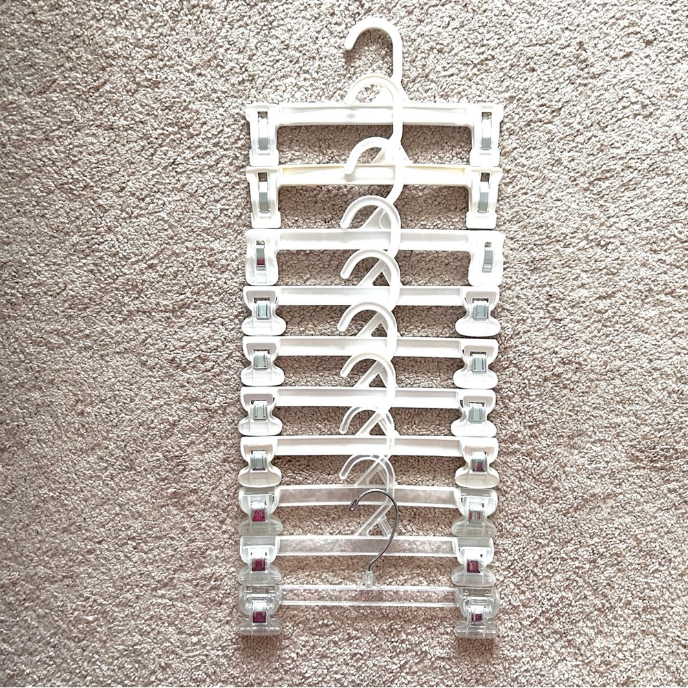 Set of 10 (Ten) 10” Long Kids / Pants Clip Hangers